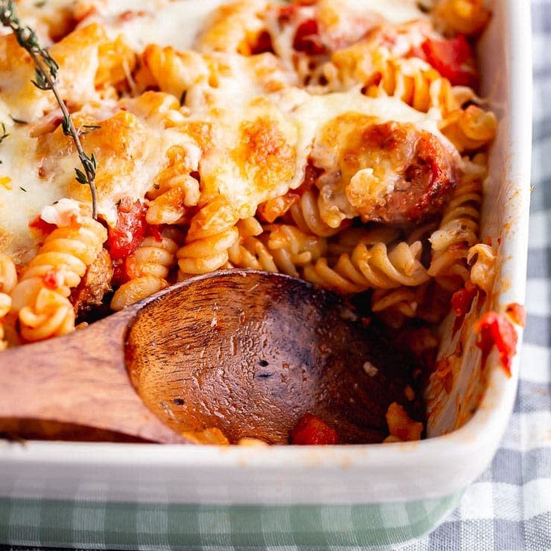 Sausage and veg pasta bake