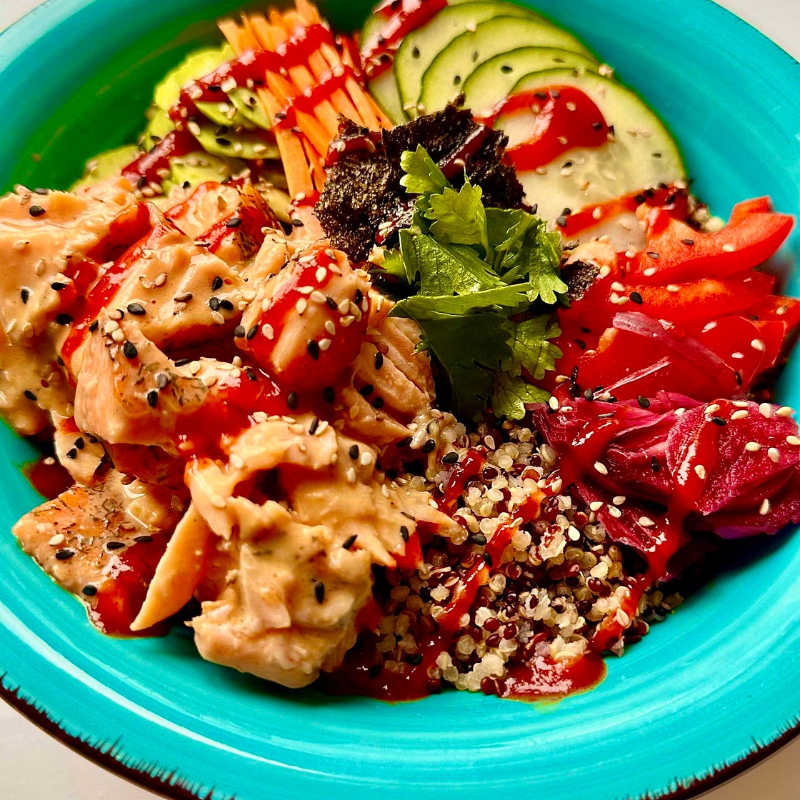 Smoked Salmon Poke Bowl with Quinoa 