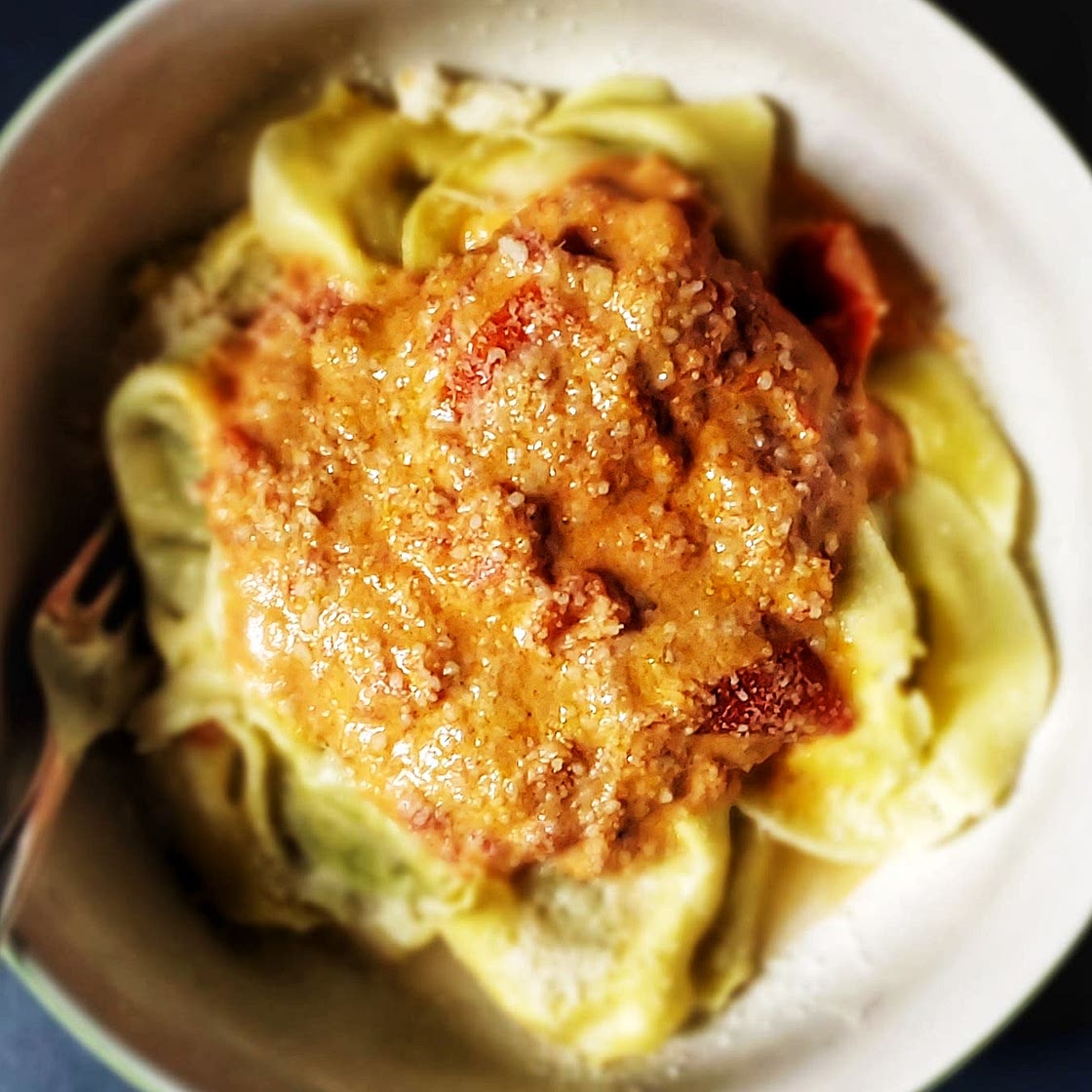 Tortellini with pomodoro cheese sauce