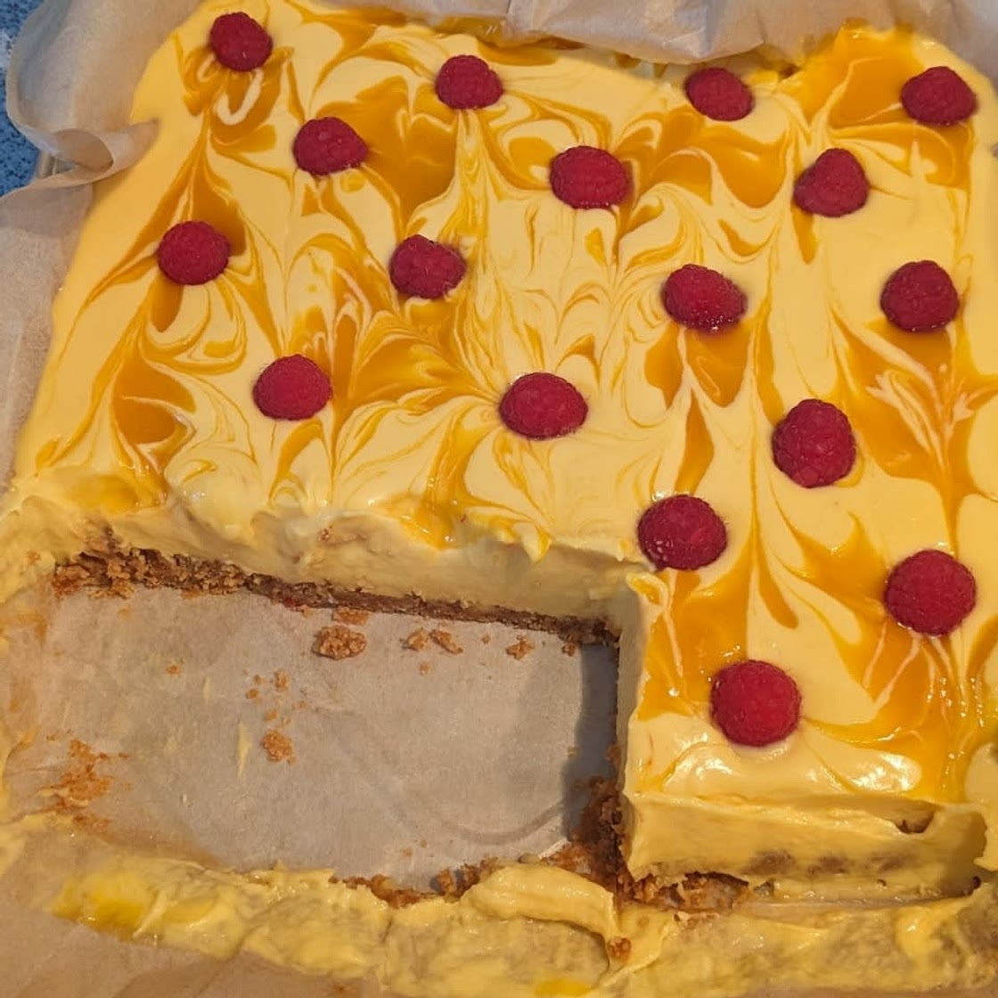 Mango Raspberry Cheesecake