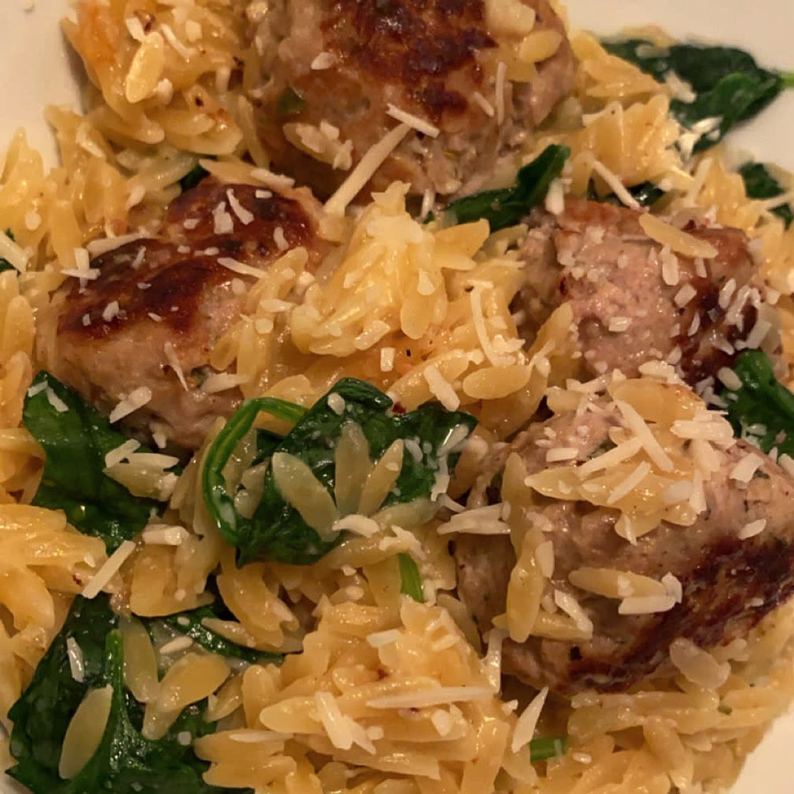 One Pan Chicken Meatballs with Orzo