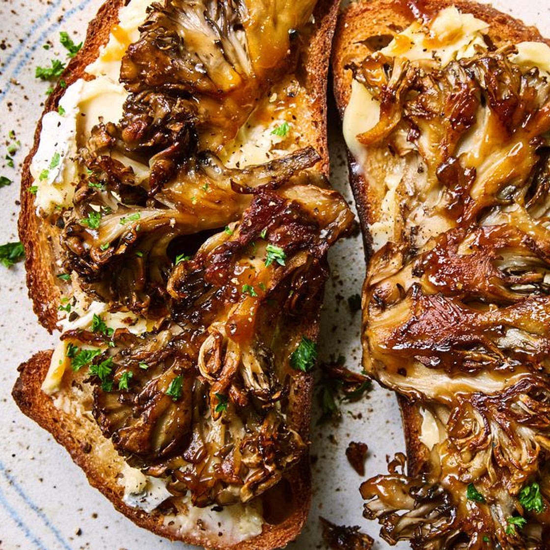 Cheese Toasts With Mushrooms, Miso & Honey