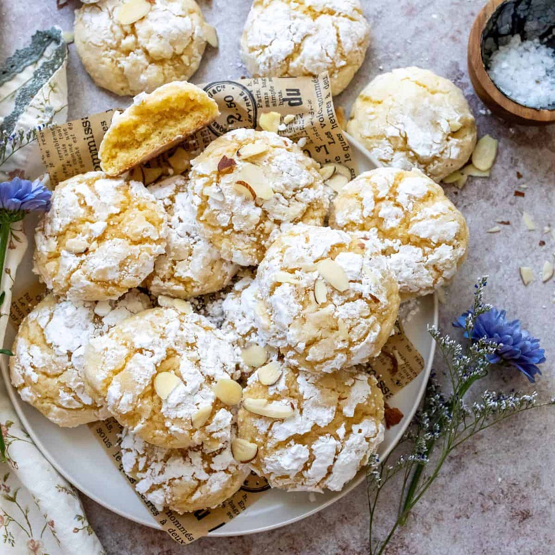Almond Lemon Crinkle Cookies