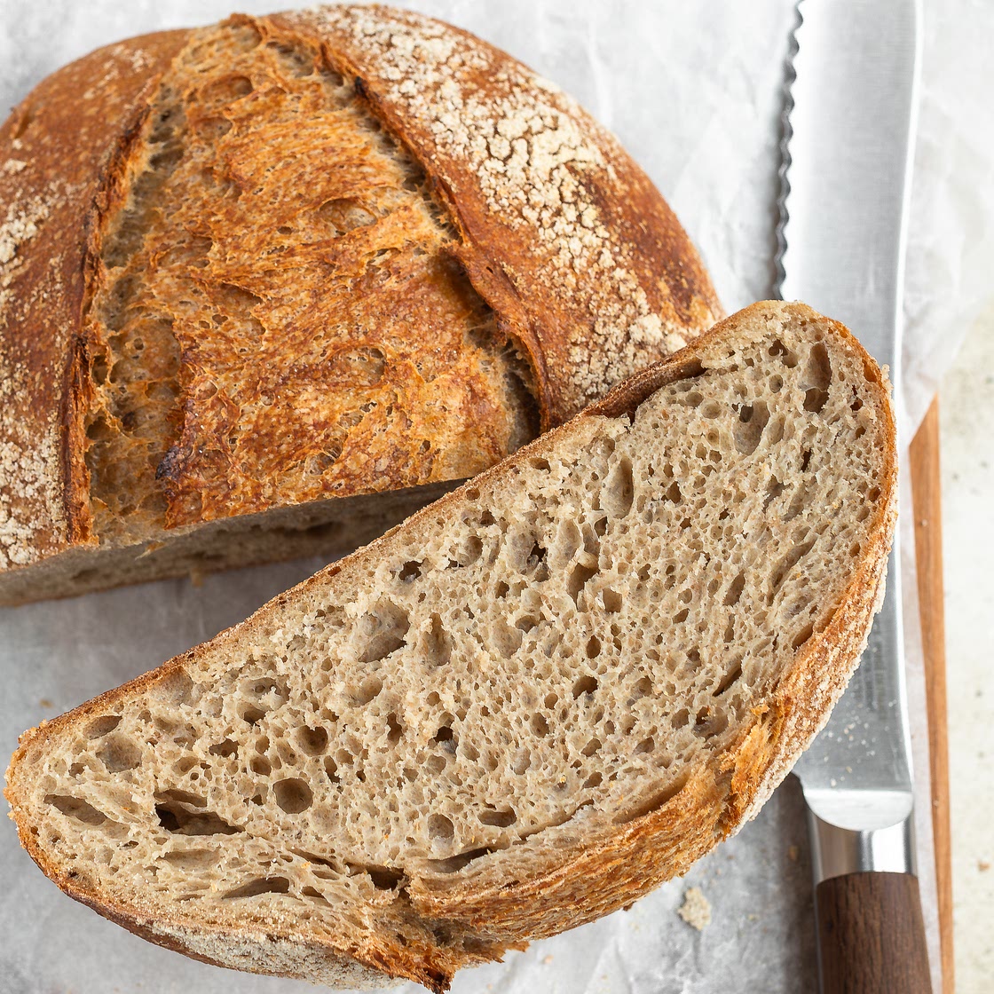 Spelt, Whole Wheat and Rye Sourdough