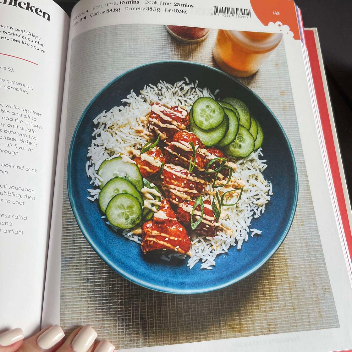 Sticky Korean popcorn chicken rice bowl