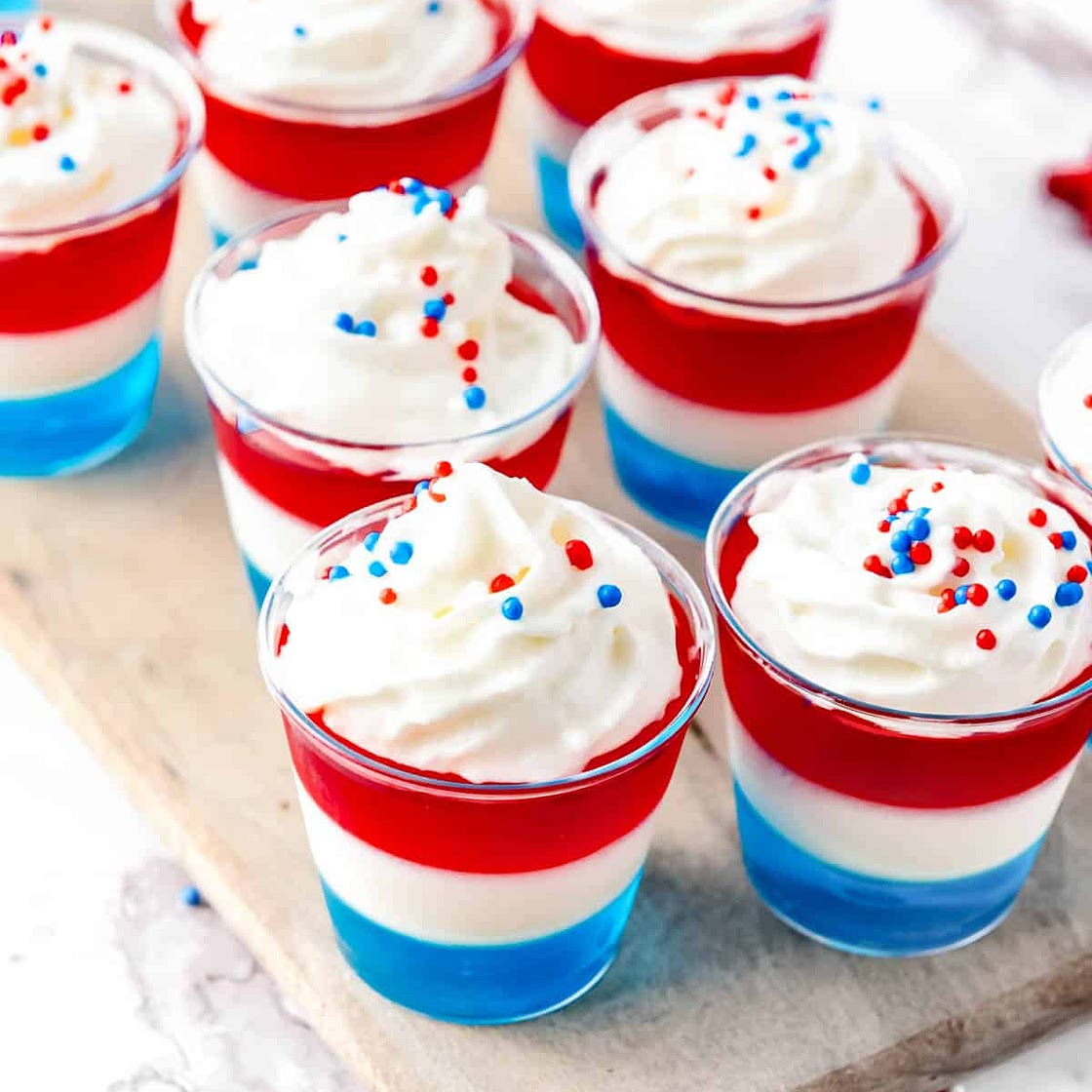 Red, White and Blue Jello Shots