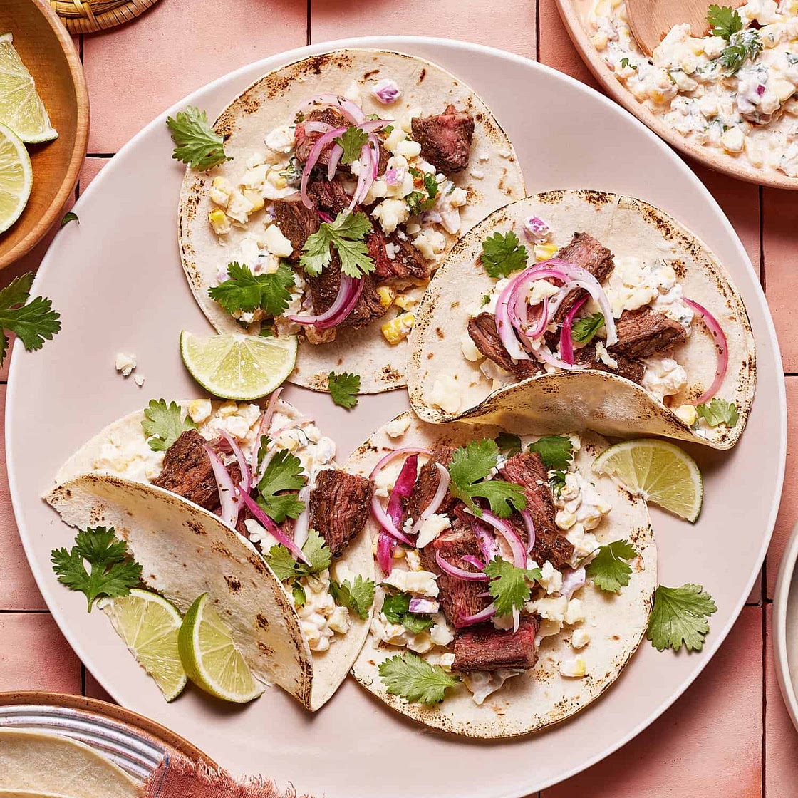 Easy Steak Tacos with Corn Salad