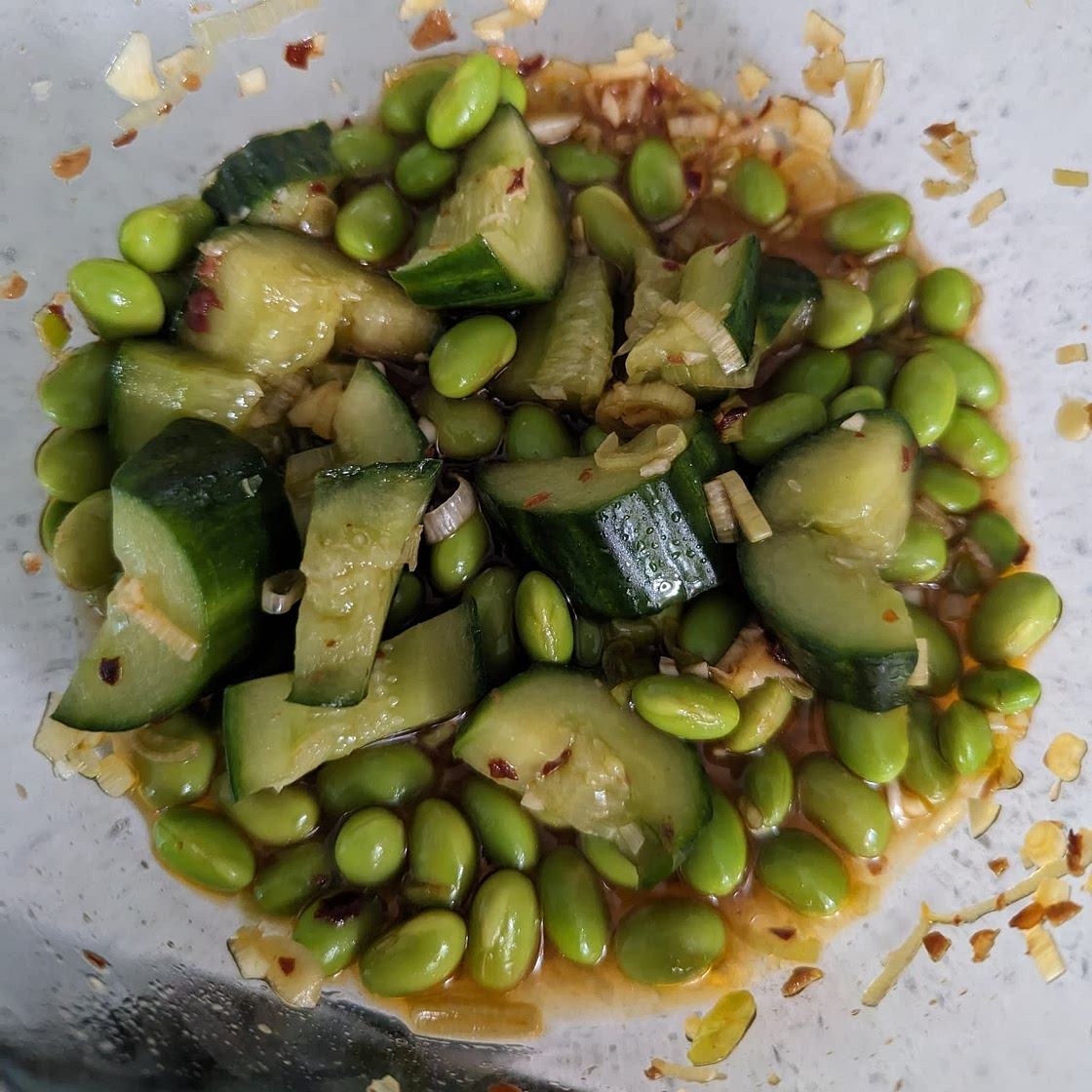 Edamame Salad with Smashed Cucumbers