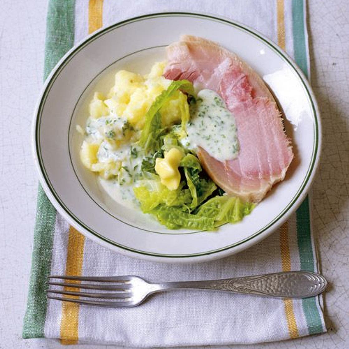 Traditional Irish Bacon, Cabbage, and Parsley Sauce