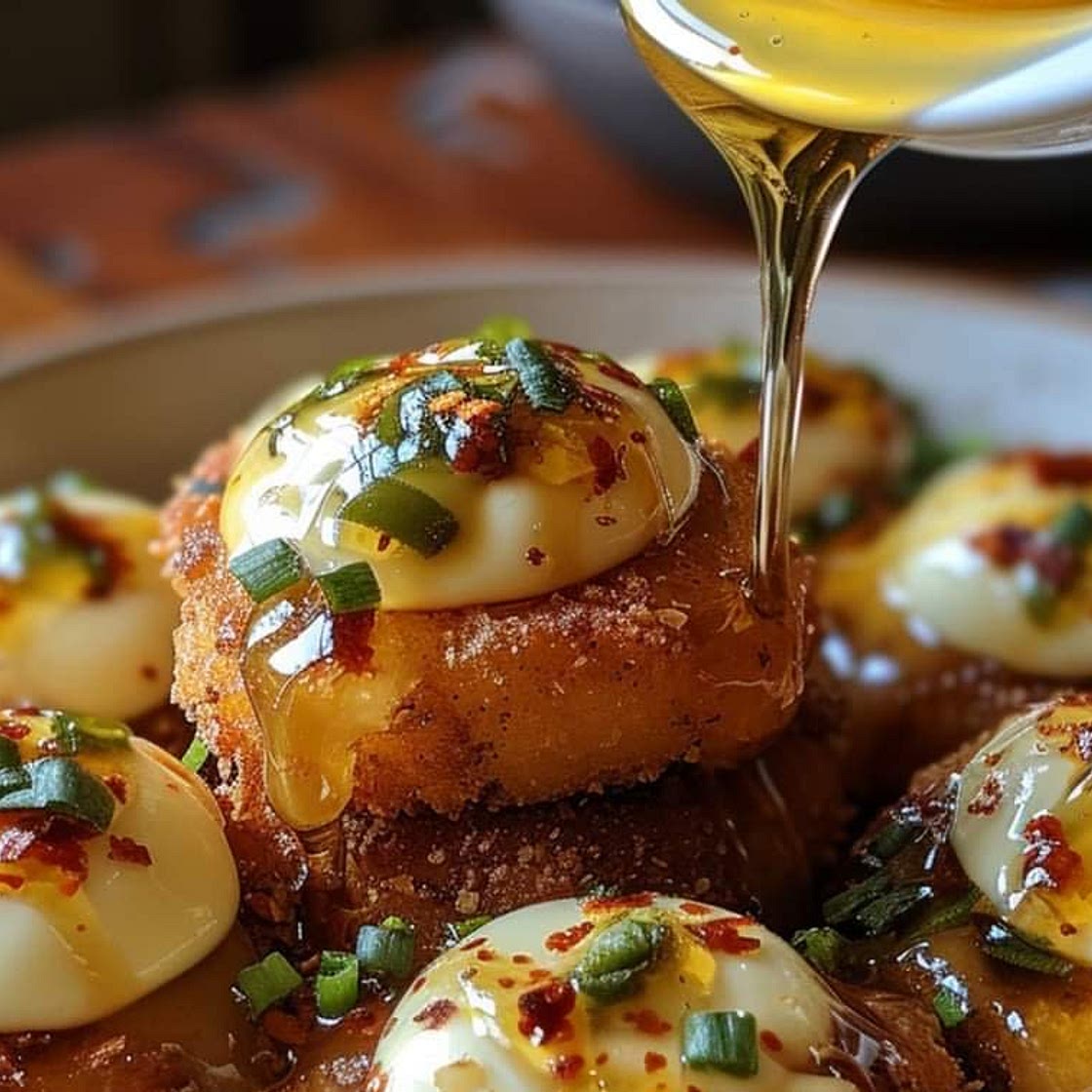 Fried Jalapeños with Brie and Honey Drizzle