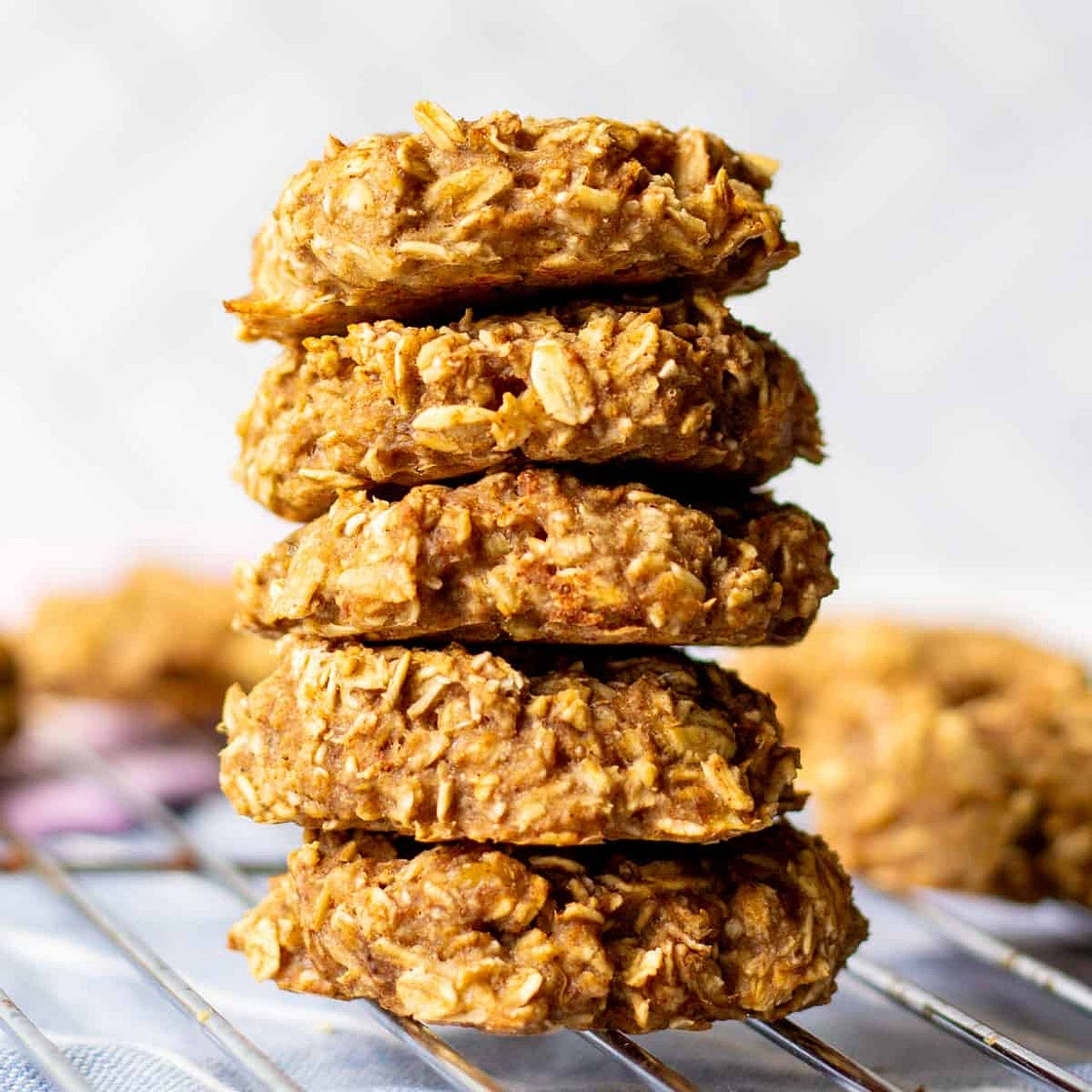 3 Ingredient Banana Oatmeal Cookies (no egg, no flour)