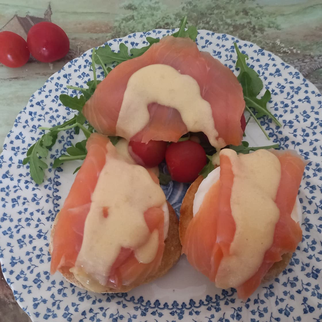 Smoked salmon eggs benedict breakfast