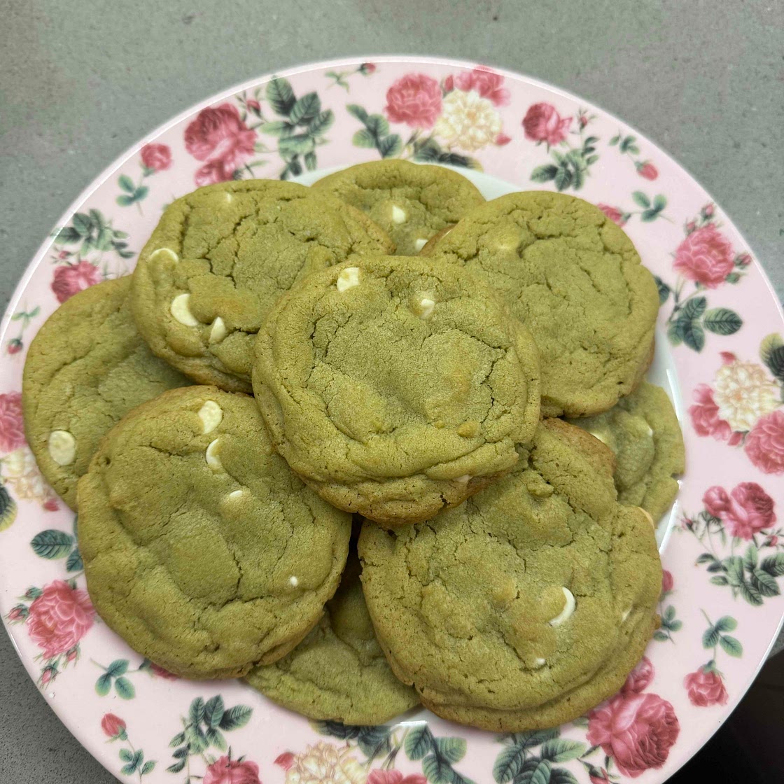 matcha chip cookies