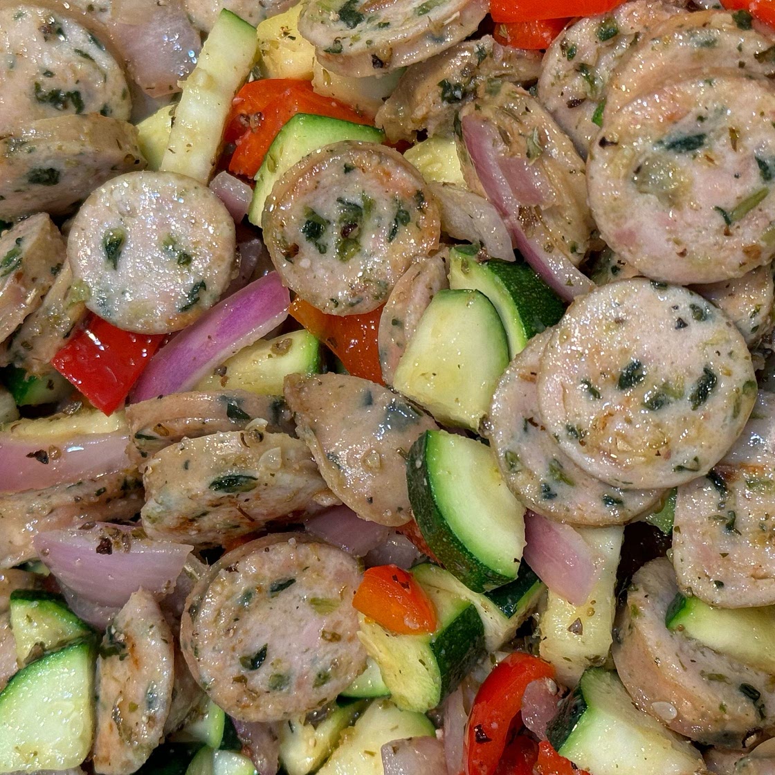 20 Minute Skillet Sausage & Zucchini