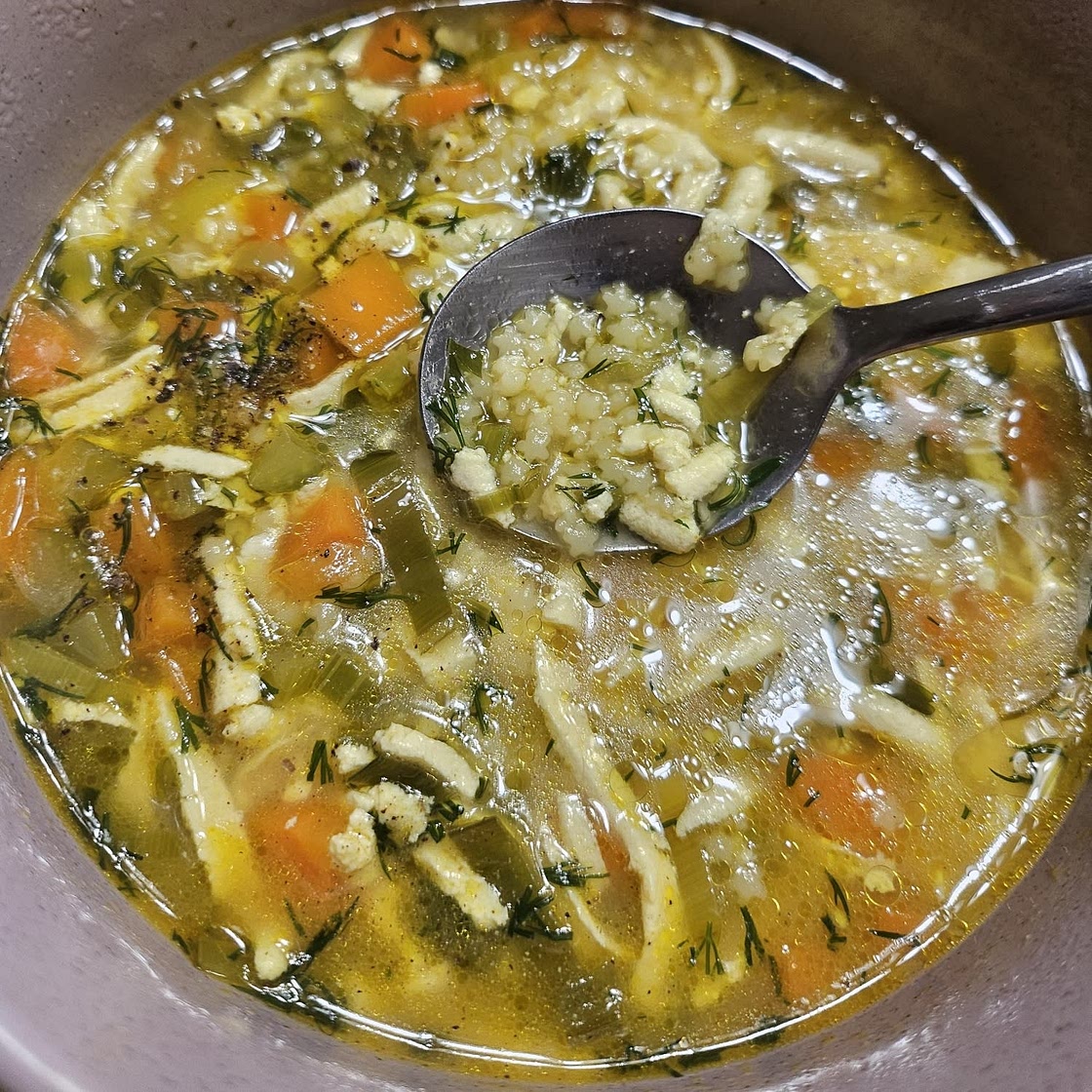 Shredded Tofu Pasta Soup (chicken noodle soup inspired)