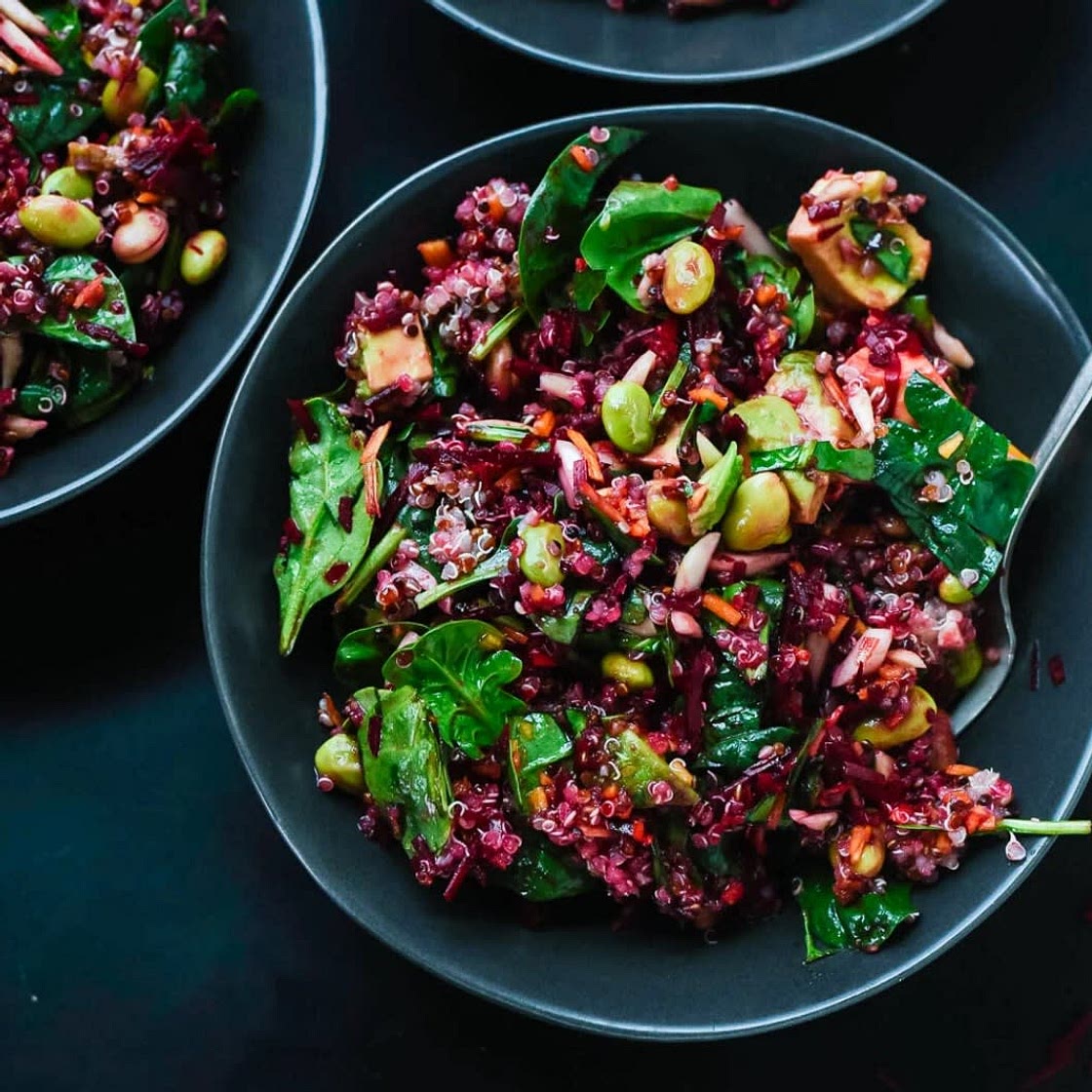 Colorful Beet Salad with Carrot, Quinoa & Spinach