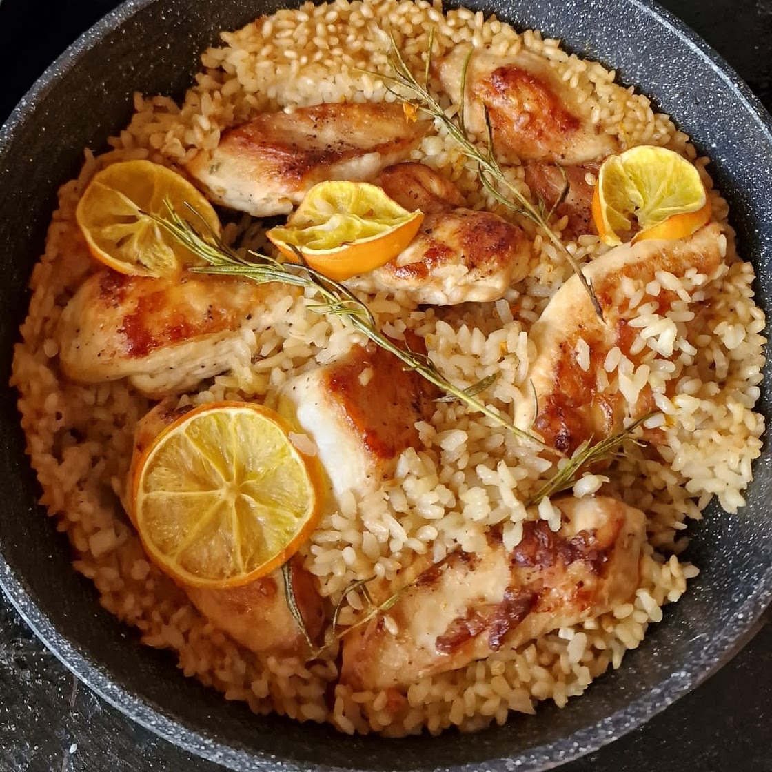 One Pan Lemon Rosemary Chicken and Rice