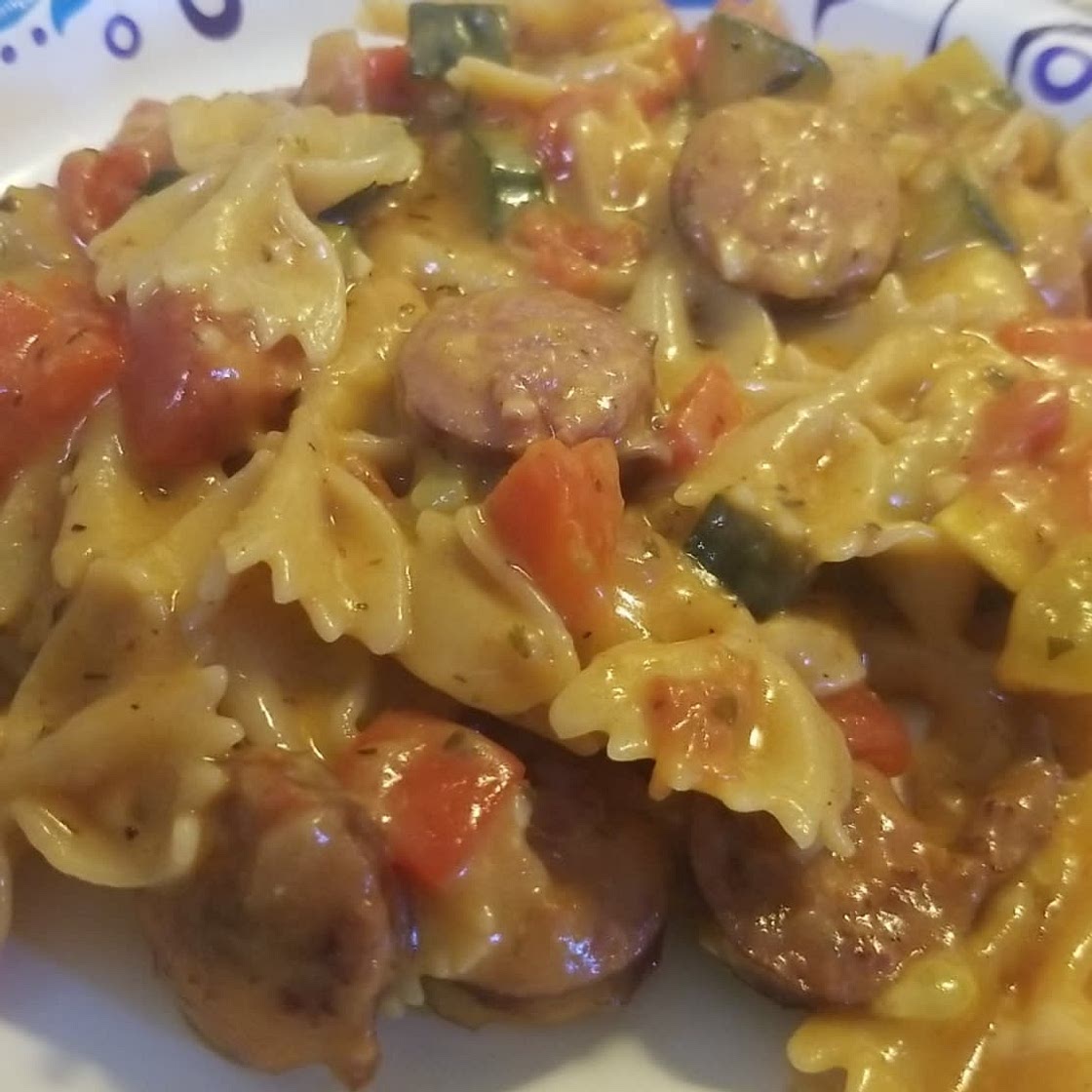 One Pot Smoked Sausage and Veggie Pasta