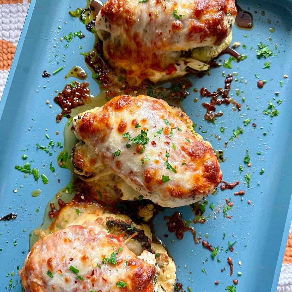 One Pan Chicken Parmesan Cauliflower Steaks