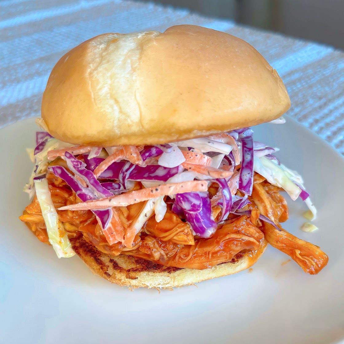 BBQ pulled chicken with coleslaw  