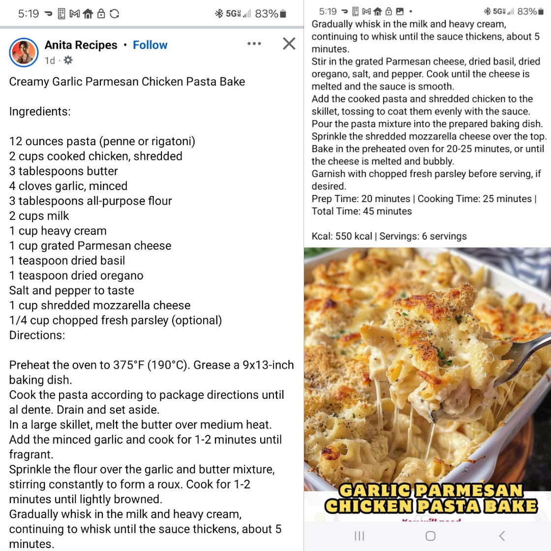 Garlic parm chicken pasta