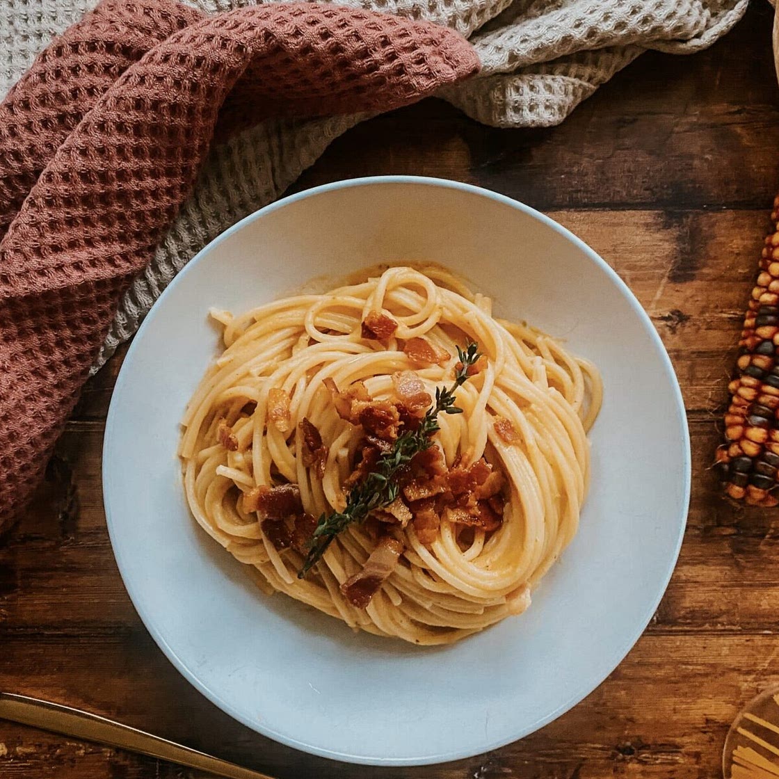 Creamy Butternut Squash Pasta With Bacon