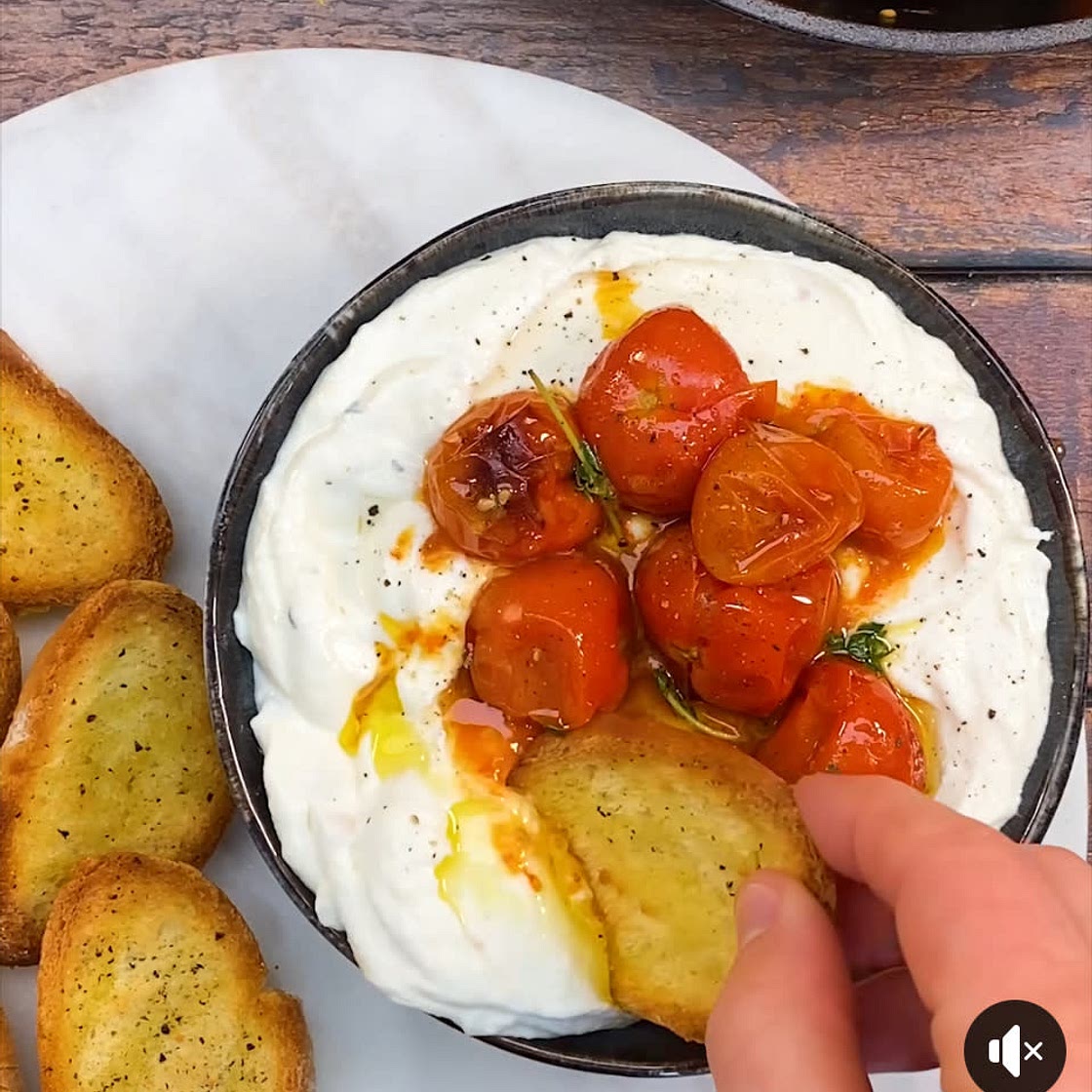 Whipped Feta Cream with Roasted Cherry Tomatoes!