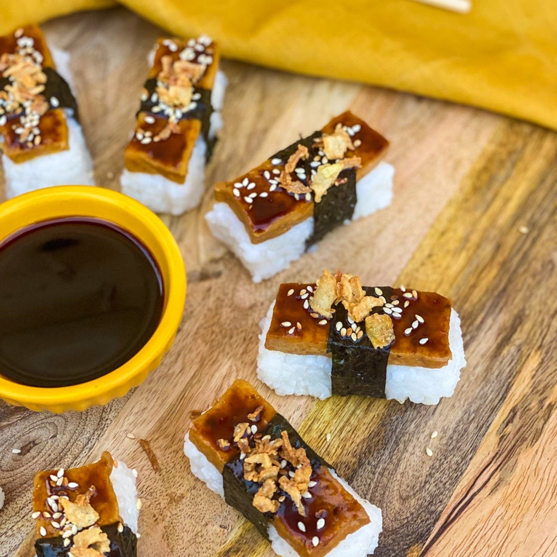 Super Delicious Tofu Nigiri With Garlic Soy Sauce