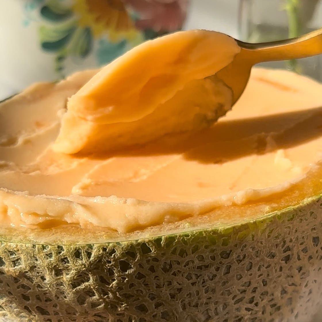 Cantaloupe Rose Sorbet (vegan)