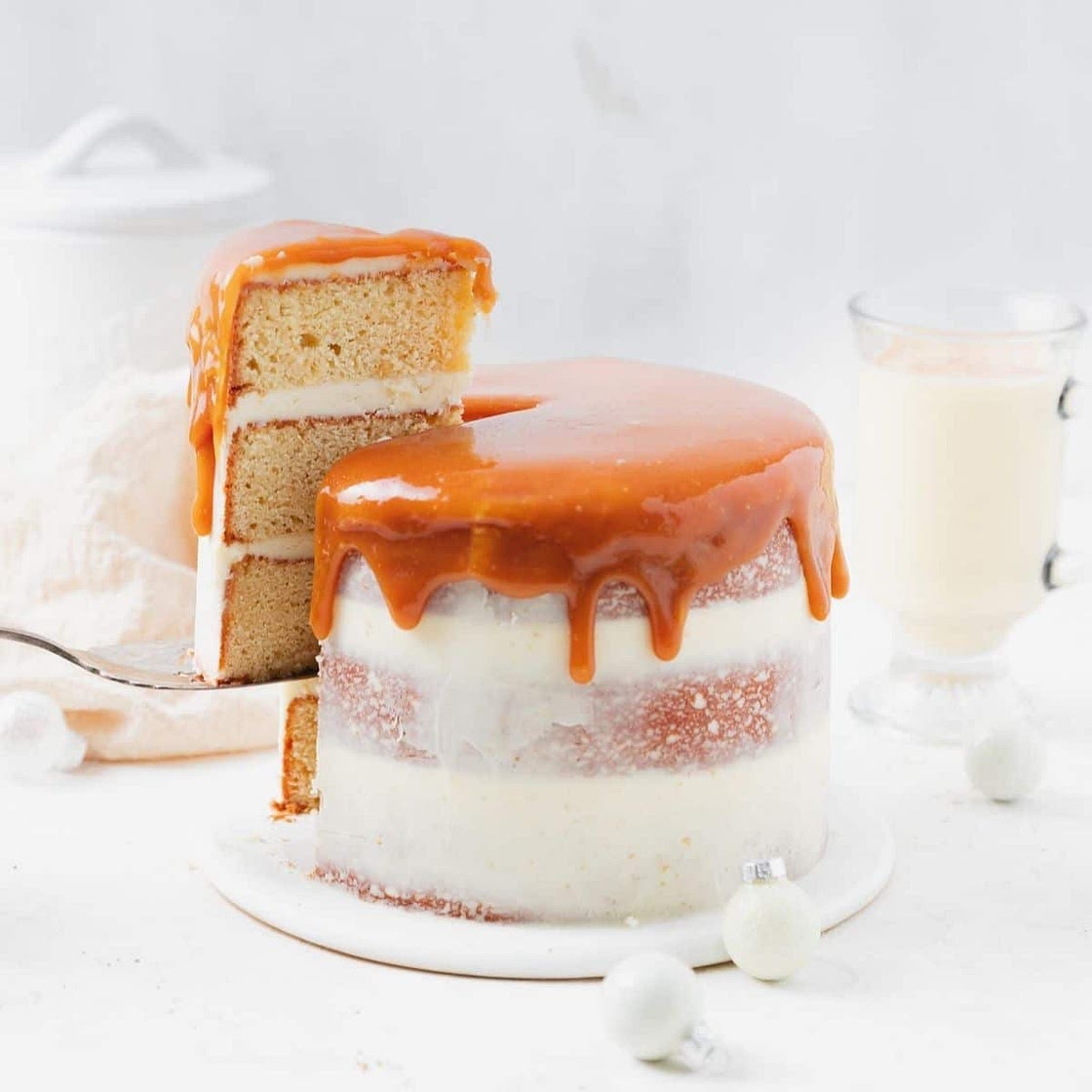 Eggnog Layer Cake with Salted Caramel