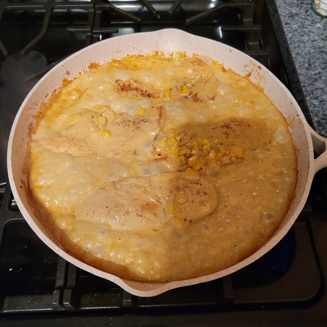 Skillet Creamed Street Corn Chicken