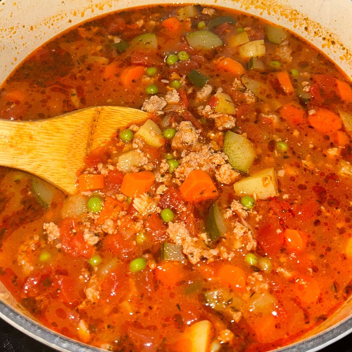Ground Turkey + Veggie Loaded Soup