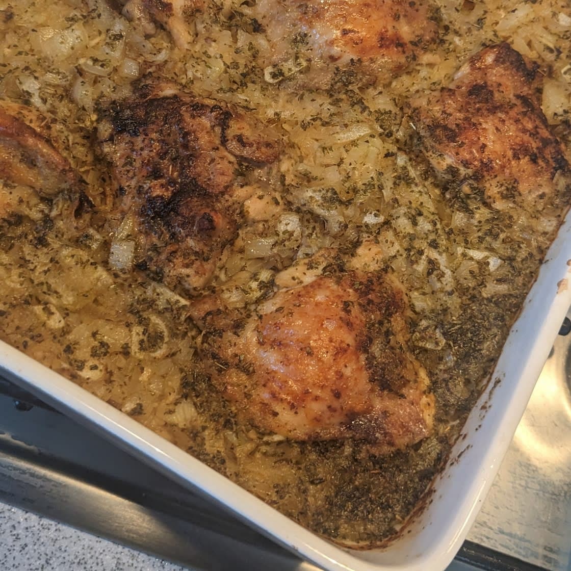 One Pot Greek Chicken and Lemon Rice