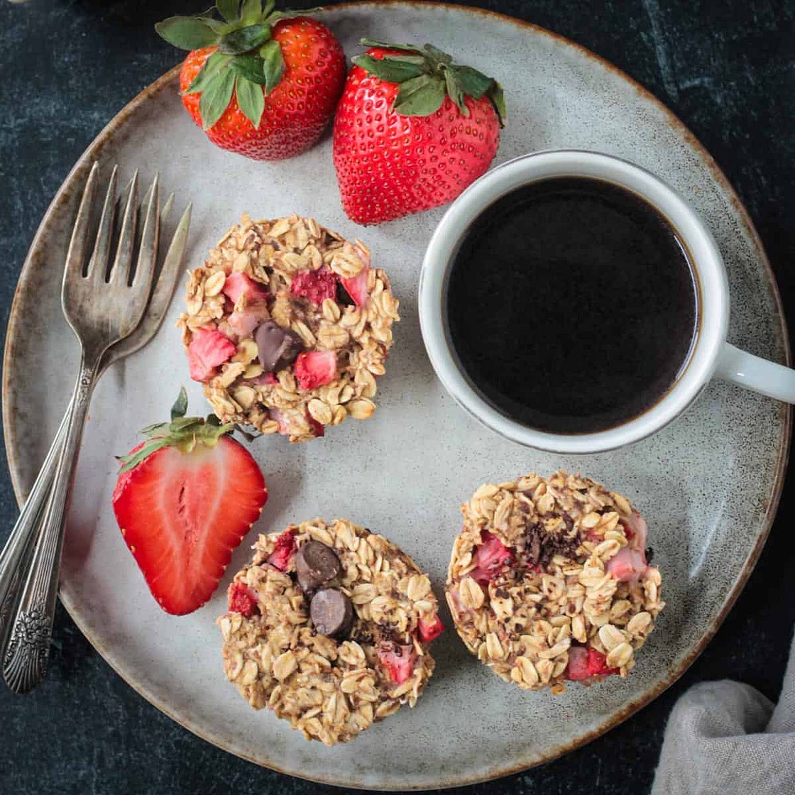 Strawberry Baked Oatmeal Muffins
