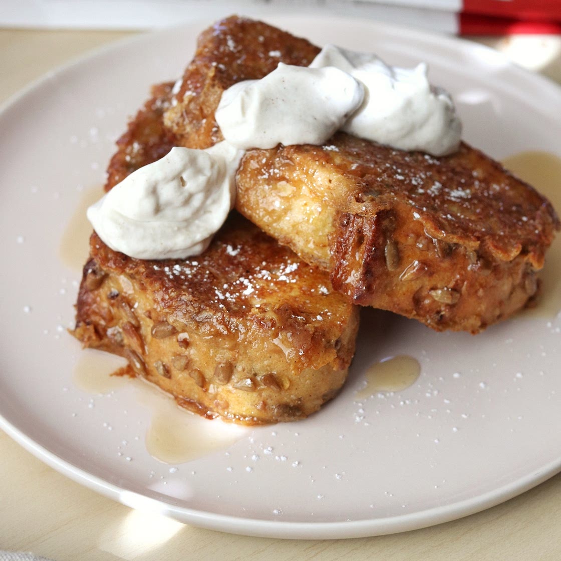 Fancy Pumpkin Spice French Toast with Cinnamon Whipped Cream Recipe - TheFancyNavajo
