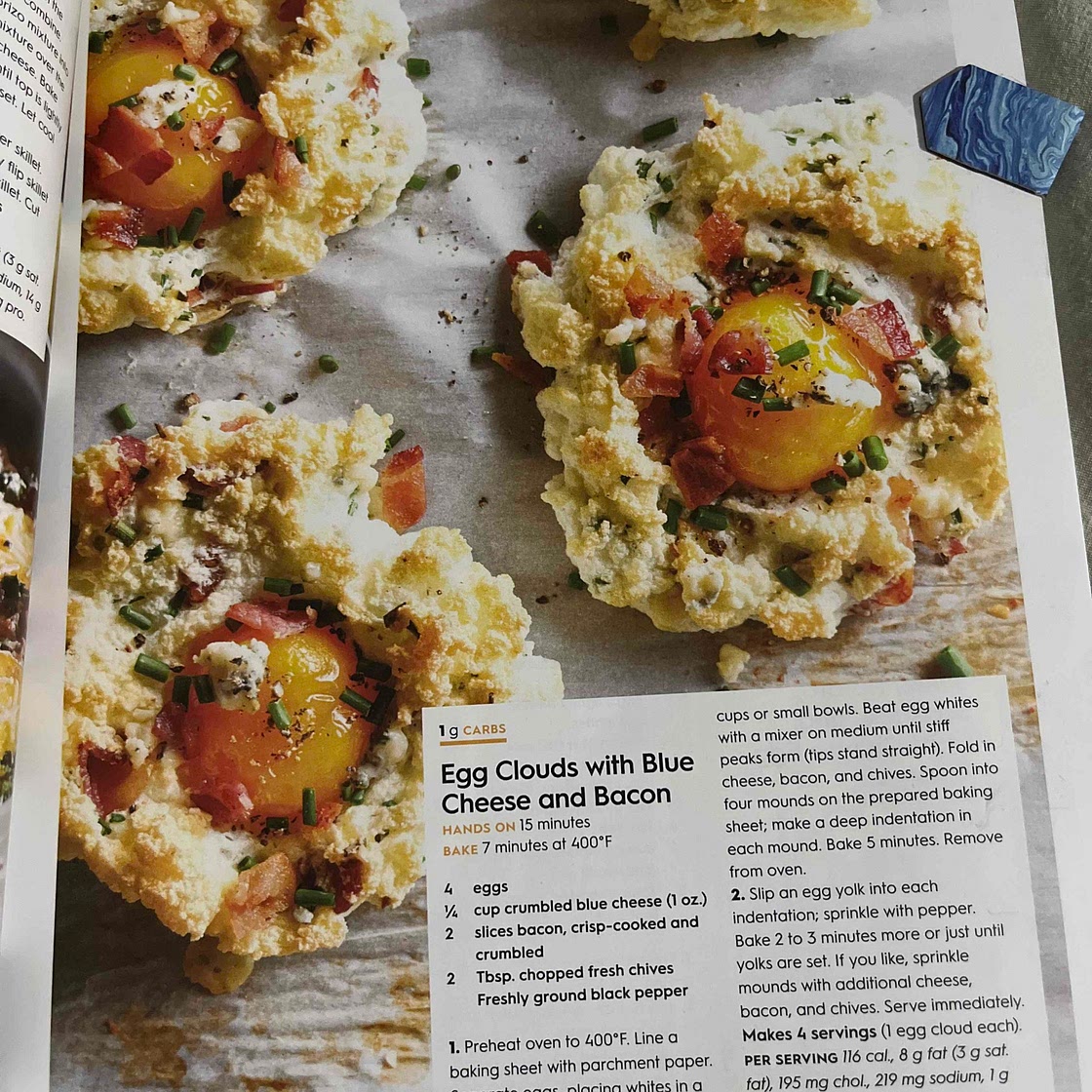 Egg Clouds with Blue Cheese & Bacon