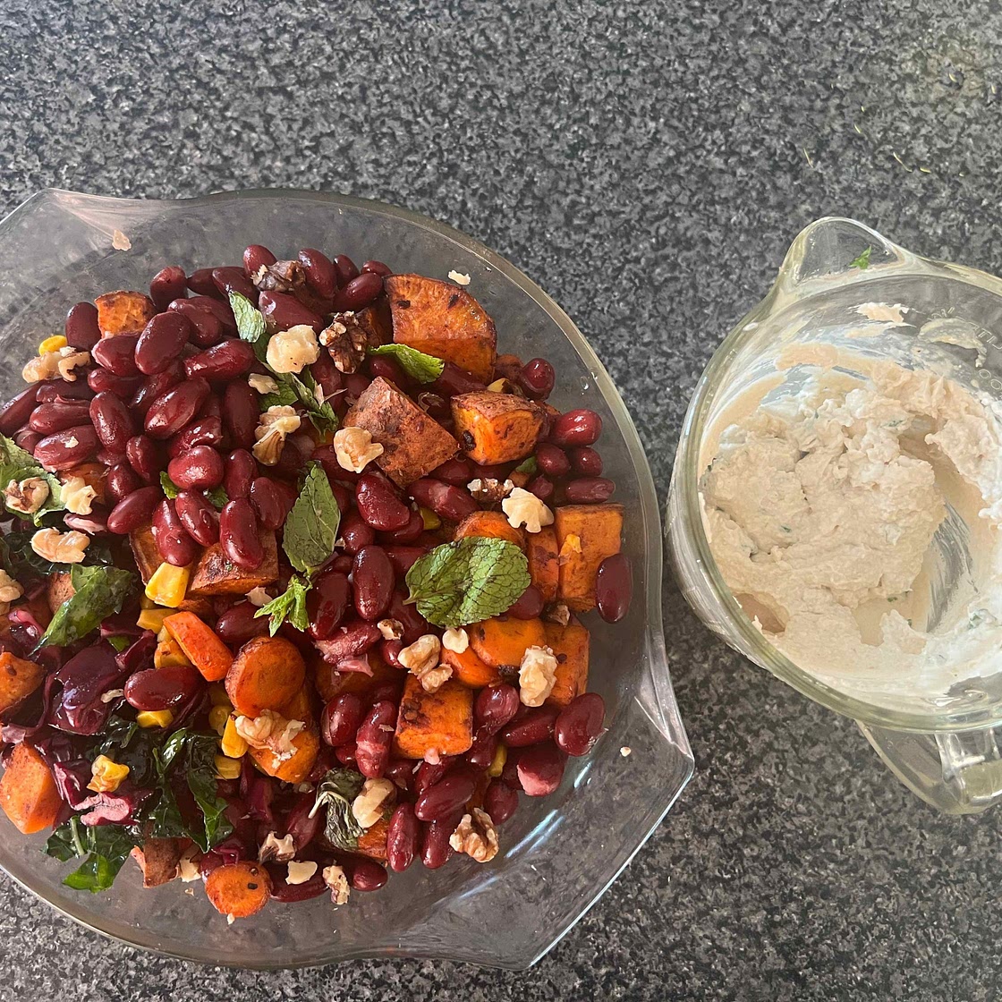 Chipotle Roasted Sweet Potato Corn and Bean Salad 🌽🫘