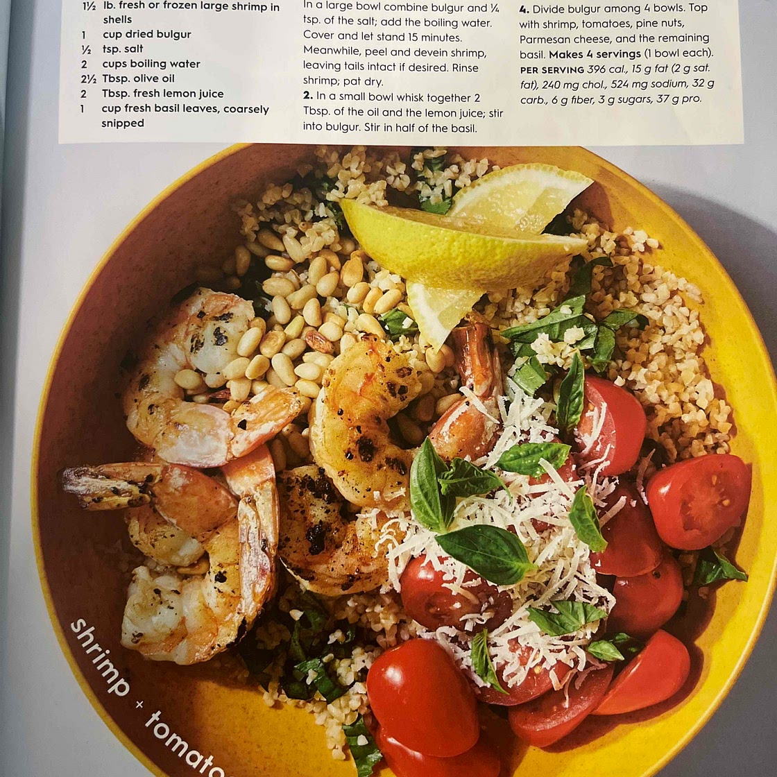 Shrimp, Bulgur, and Tomato Bowls