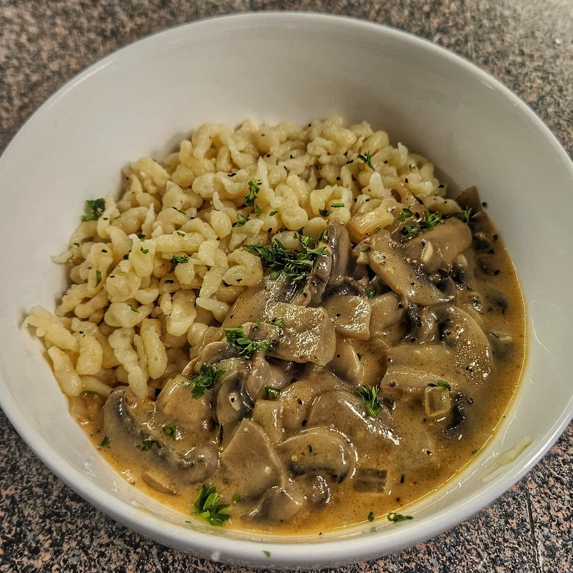 Authentic German Spaetzle with Mushroom Sauce