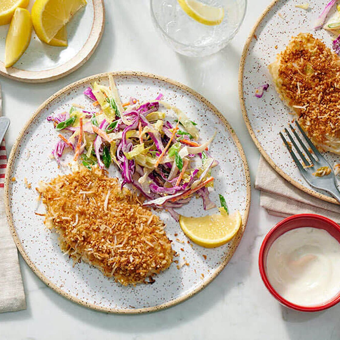 Crispy Coconut Fish & Slaw