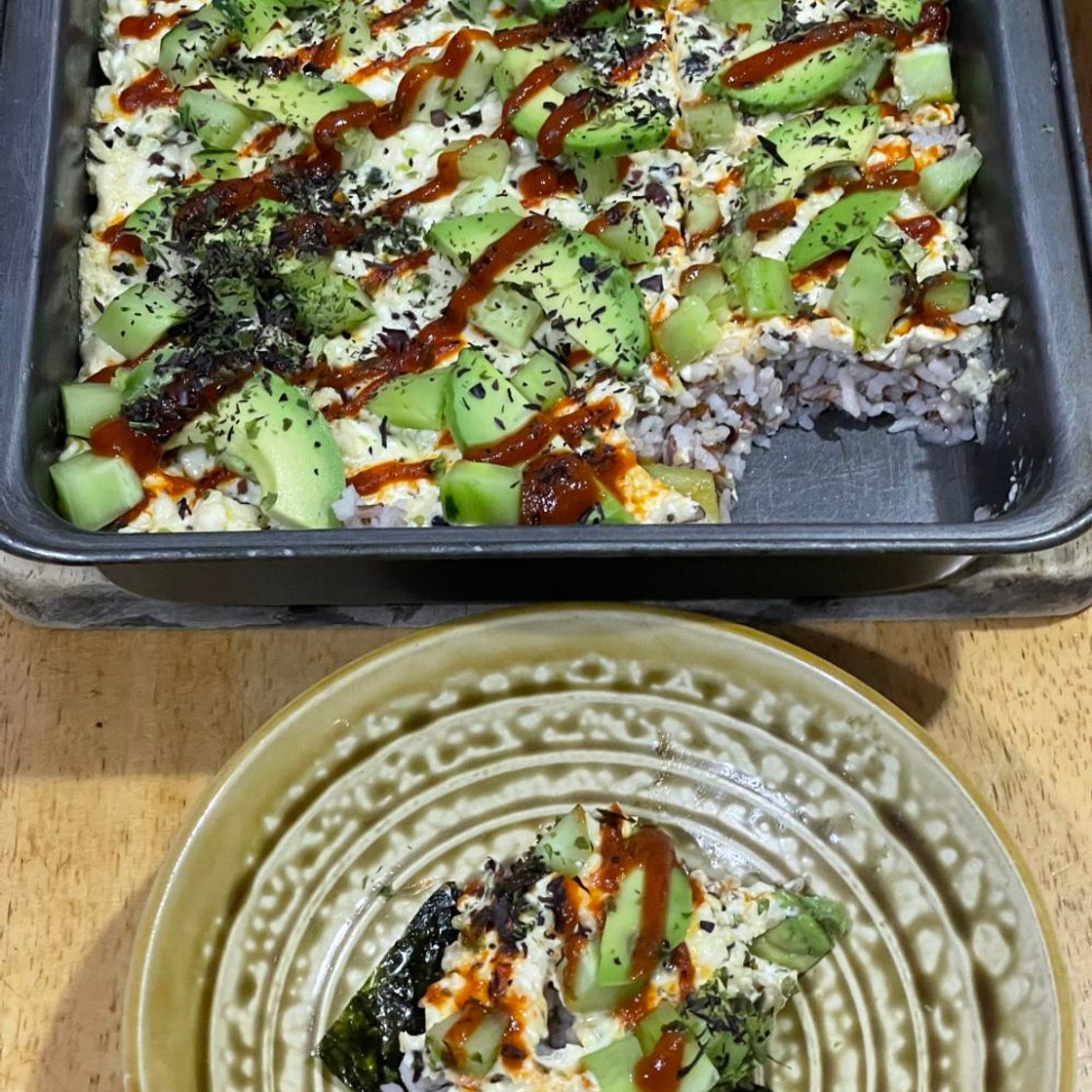 Vegan “Crabmeat” Sushi Bake