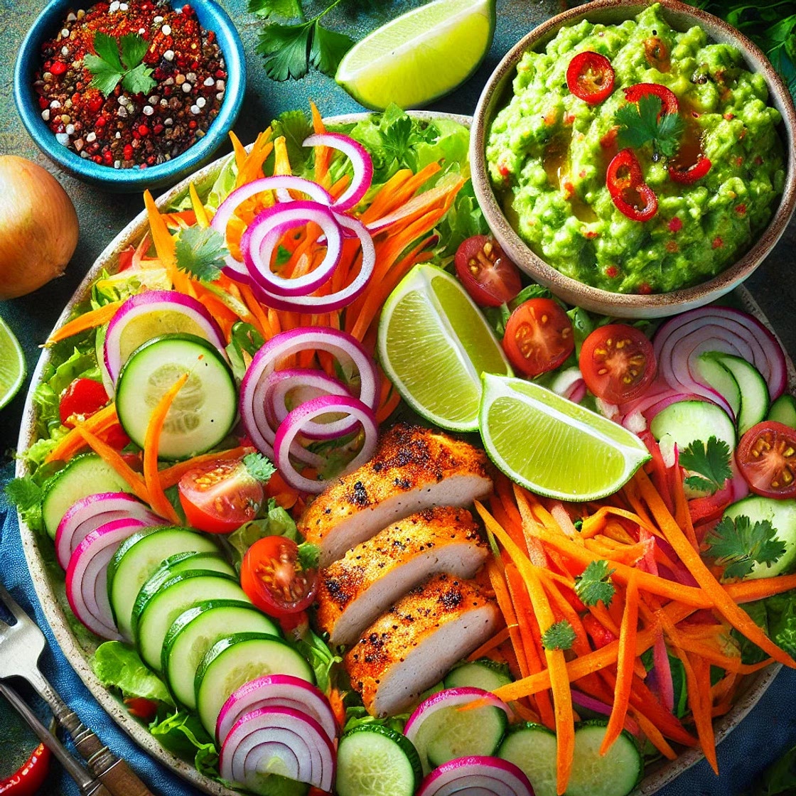 Salade poulet guacamole