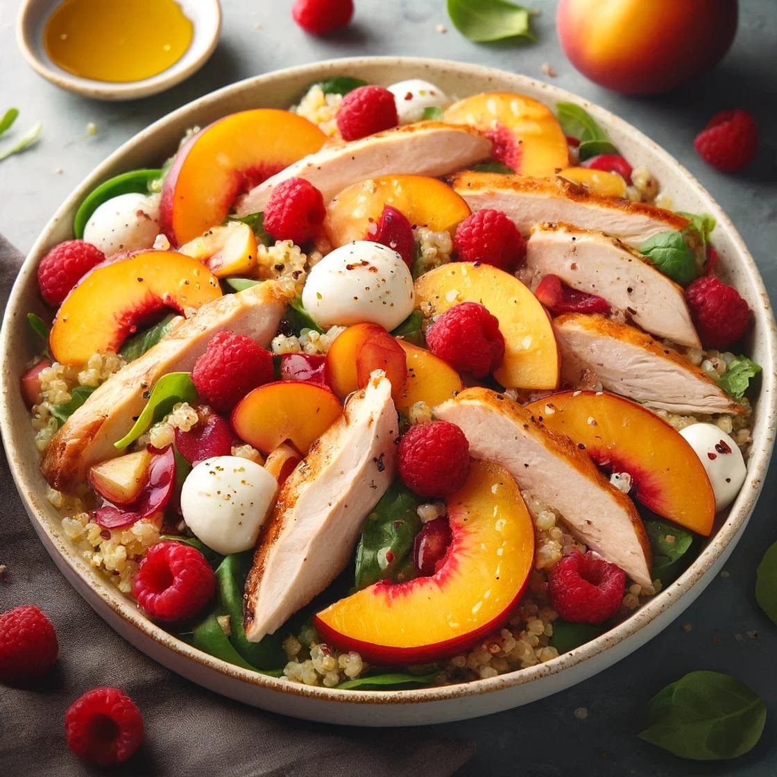 Salade brugnons et poulet