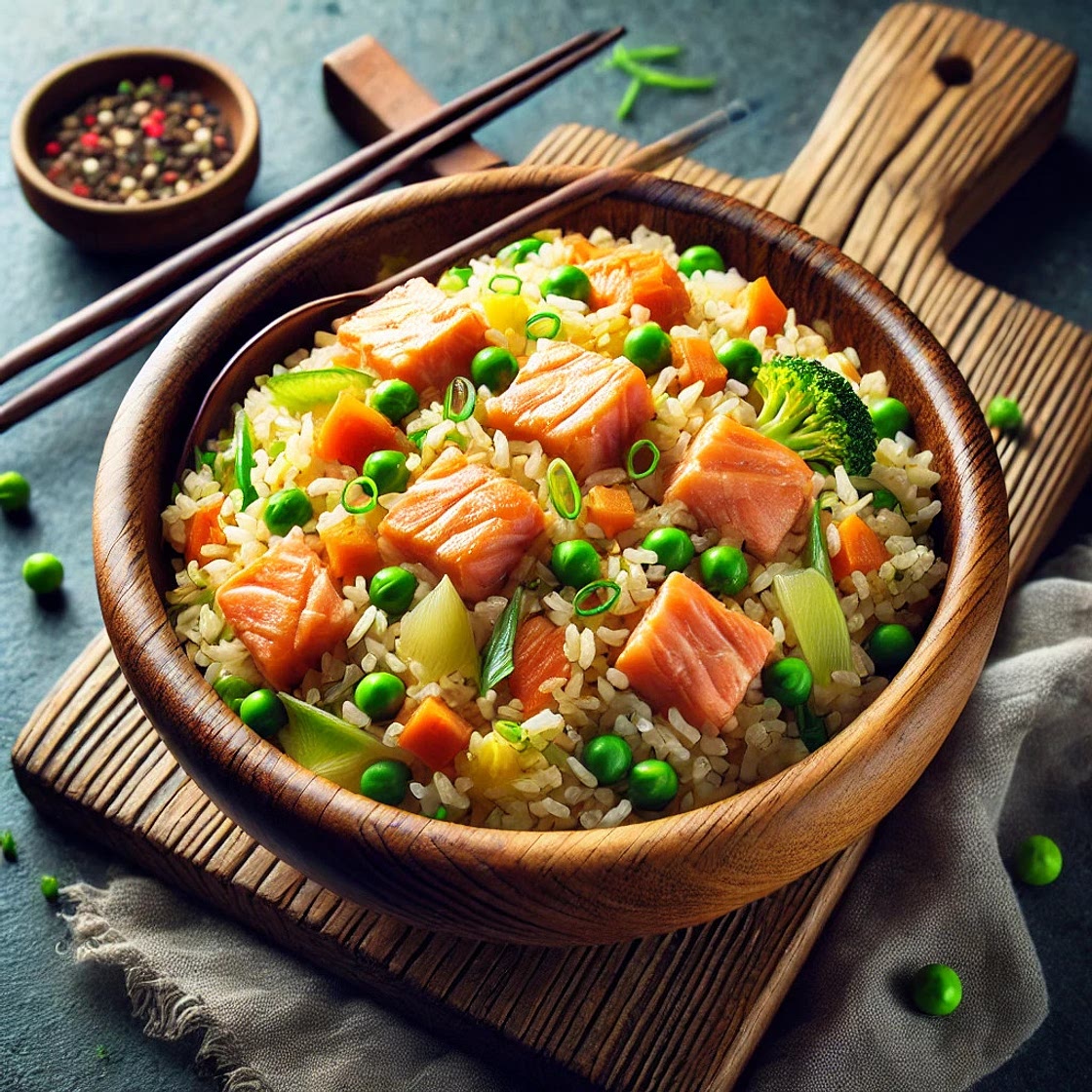 Riz cantonais au saumon