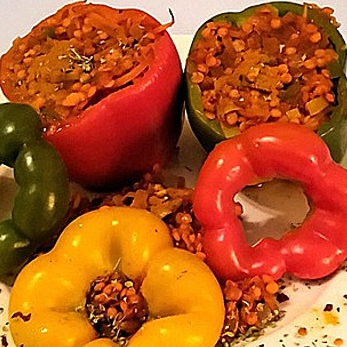 Gefüllte Paprika mit Currylinsen