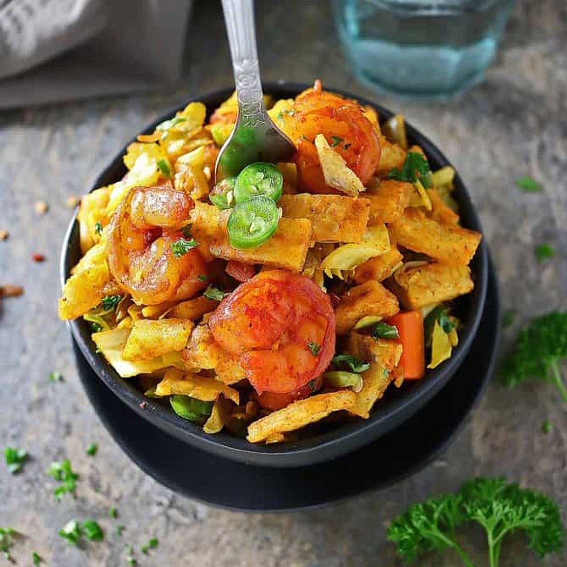 Easy Sri Lankan Shrimp Kottu Roti