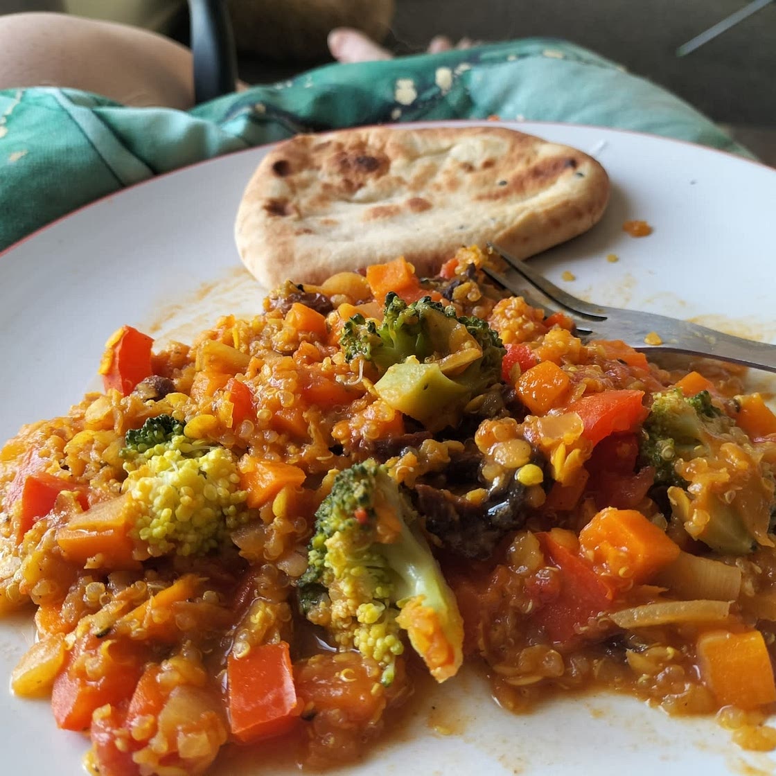 Moroccan Red Lentil Quinoa Soup