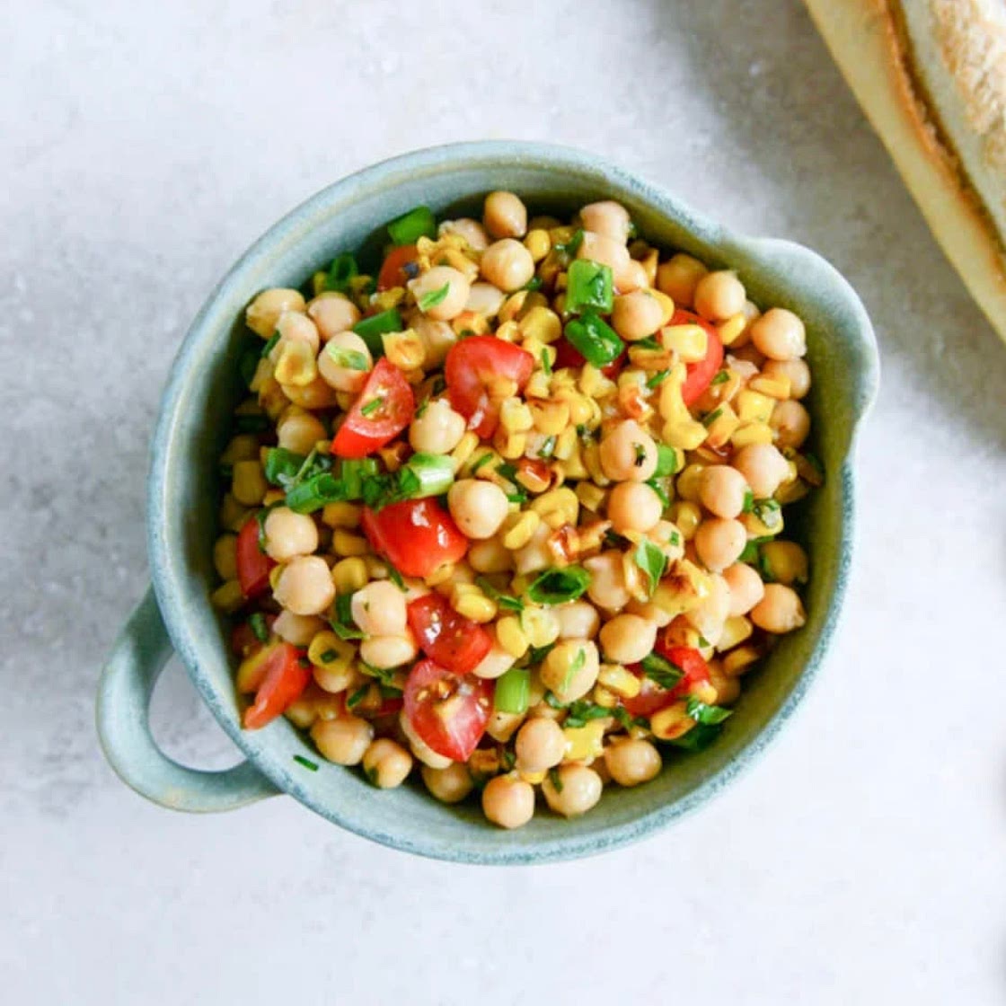 SUMMER CHICKPEA SALAD WITH HONEY GARLIC LIME VINAIGRETTE