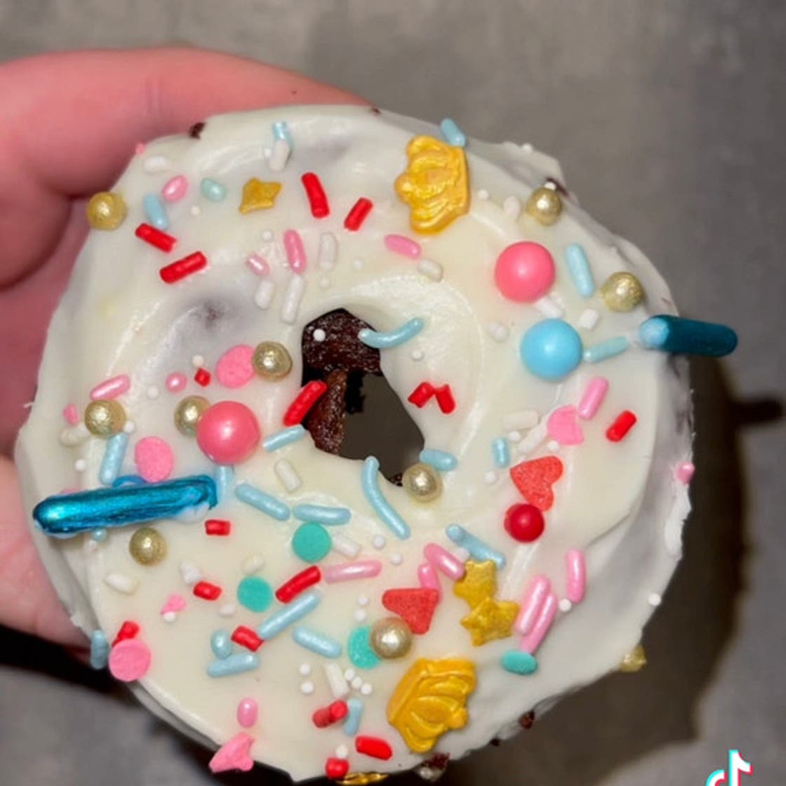 Devils Food Cake Donuts with Raspberry Cream Cheese Frosting