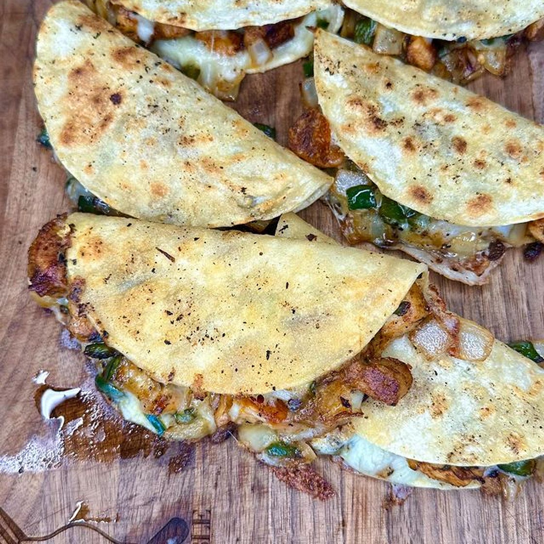 Crispy chicken and poblano tacos